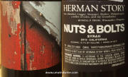 Herman Story Nuts & Bolts Syrah 2013 - Front - Rear