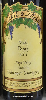 Nickel & Nickel State Ranch Vineyard Napa Valley Yountville Cabernet Sauvignon 2011