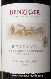 Benziger Sonoma County Cabernet Reserve 2005