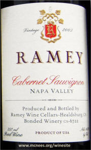 Ramey Napa Valley Cabernet Sauvignon 2005 Label