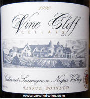 Vine Cliff Napa Valley Cabernet Sauvignon 1990 label