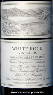 White Rock Vineyards Napa Valley Claret 2002 label