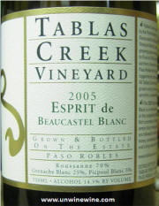 Tablas Creek Vineyard Esprit de Beaucastel Blanc 2005 label