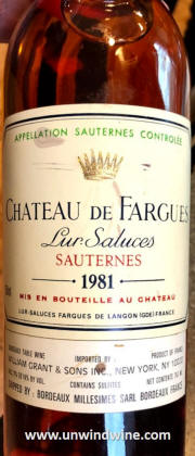 Chateau De Fargues Lur Saluces Sauternes 1981