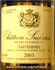 Chateua Suideraut 1er Cru Classe Sauterne 2003