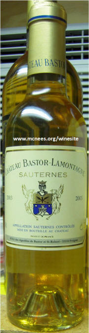 Chateau Bastor Lamontagne Sauterne 2003 Label 