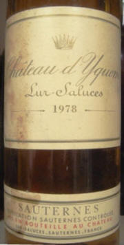 Chateau d 'Yquem 1978 label