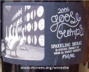Mollydooker Goose Bumps Sparkling Shiraz 2006 label