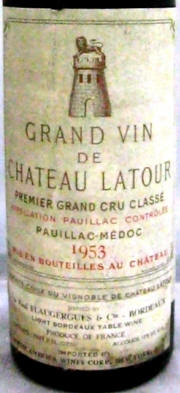 Chateau Latour 1953 label