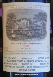 Chateau Lafite Rothschild 1985 label 