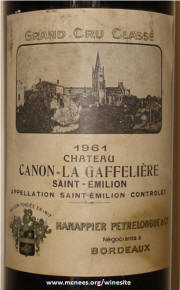 Chateau Canon La Gaffeliere 1961 Label