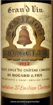 Chateau Angelus 1952 label
