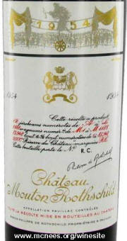 Chateau Mouton Rothschild 1954 label 
