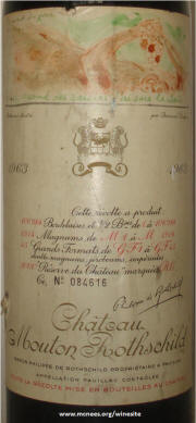 Chateau Mouton Rothschild 1963 Label
