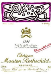 Chateau Mouton Rothschild 1988 label by Haring