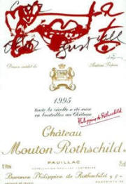 Chateau Mouton Rothschild 1995 label by Tapies