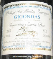 Domaine Santa Duc Gigondas Presitge Haute Garrigues 2001 label