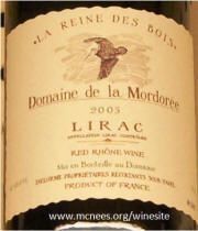 Domaine de la Morderee - Lirac Rhone 2005 label 