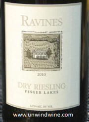 Ravines Vineyard New York Finger Lakes Dry Riesling 2010