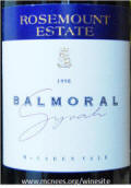 Rosemount Estate McLaren Vale Balmoral Syrah 1998 label