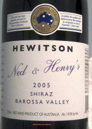 Hewitson Ned & Henry's Barossa Valley Shiraz 2005 Label