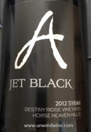 Destiny Ridge Vineyard Jet Black Syrah 2012