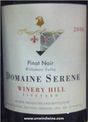 Domaine Serene Winery Hill Vineyard Pinot Noir 2006