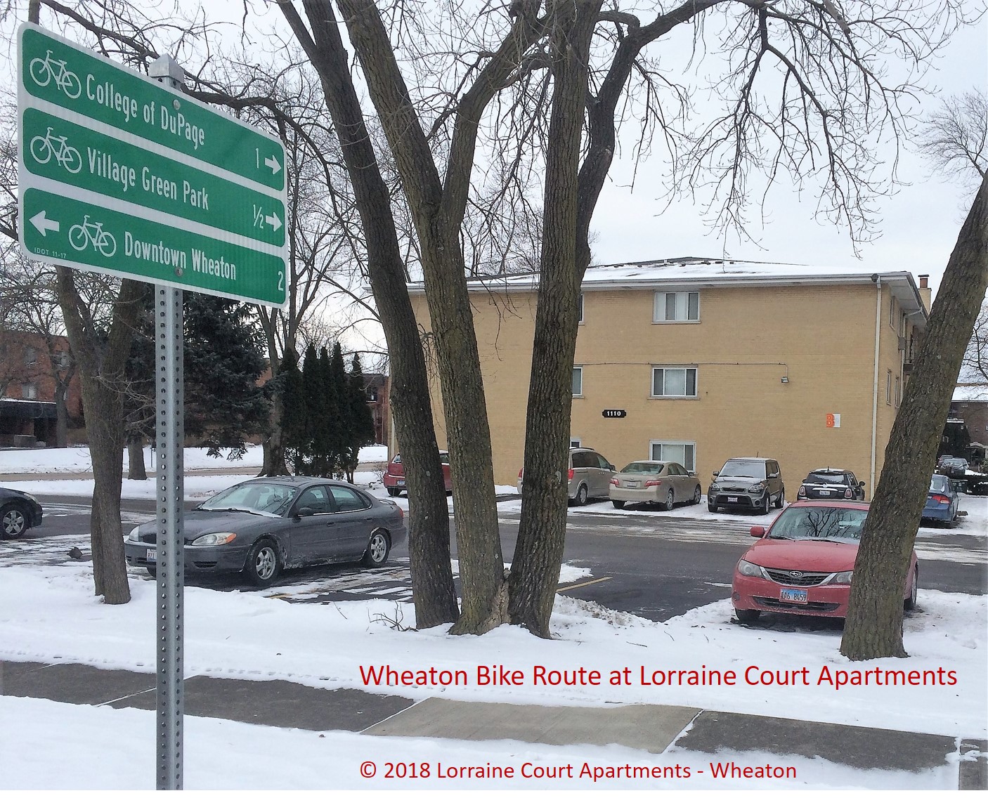 Lorraine Court Apartments sit on the Wheton Bike Route