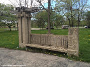 Prairie architecture - Chicago - Douglas Park - Flower Hall track bench northeast