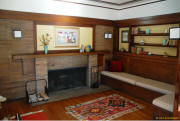William Martin House - Frank Lloyd Wright - Living Room - Fireplace-Settee