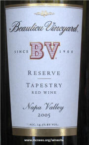 Beaulieu Vineyards Tapestry Reserve 2005 label