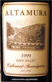 AltaMura Napa Valley Cabernet Sauvignon 1999 label