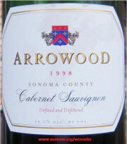 Arrowood Sonoma County Cabernet Sauvignon 1998 magnum label