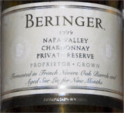 Beringer Private Reserve Chardonnay 1999 label