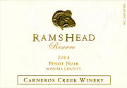 Carneros Creek Ramhead Reserve Pinot Noir 2004 Label