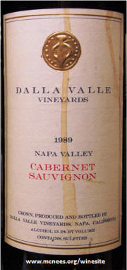 Dalla Valle Napa Valley Cabernet Sauvignon 1989 label