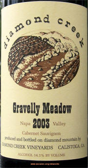 Diamond Creek Gravelly Meadow 2004 Label on McNees WineSite on McNees.org