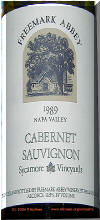 Freemark Abbey Sycamore Vineyard Cabernet Sauvignon 1989 label