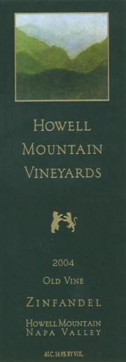 Howell Mountain Vineyards Old Viness Zinfandel 2004 label