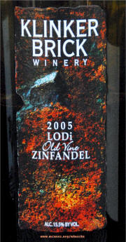 Klinker Brick Winery Old Vine Zinfandel 2005 Label