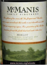 McMannis Family Vineyard Merlot 2006 Label