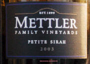 Mettler Petit Syrah 2003 Label on McNees.org winesite