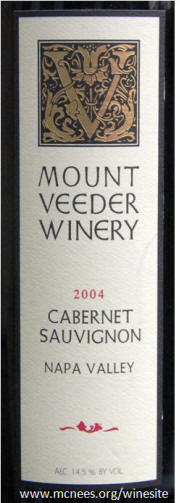 Mount Veeder Winery Napa Valley Cabernet Sauvignon 2004 Label