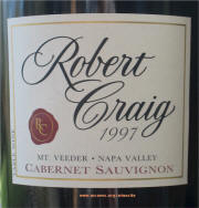 Robert Craig Nap Valley Mount Veeder Cabernet Sauvignon 1997 Label