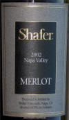 Shafer Napa Valley Merlot 2002 Label
