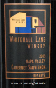 Whitehall Lane Winery Napa Cabernet Reserve 2003 Label