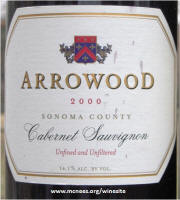 Arrowood Sonoma Cabernet Sauvignon 2000 label on McNees.org/winesite