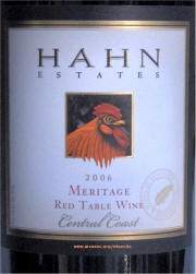 Hahn central coast meritage 2006 label