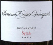 Sonoma Coast Syrah 2003 Label