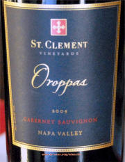 St Clement Oroppas 2005 label on McNees.org/winesite